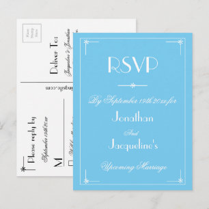 RSVP Simple Modern Aqua Blue Wedding RSVP  Invitation Postcard