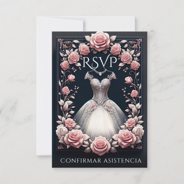 RSVP Spanish Quinceañera Rosas (Front)