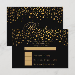RSVP Stylish Confetti Gold Dot Wedding Invitation