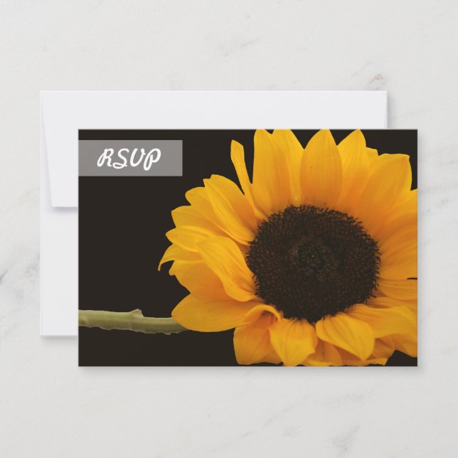RSVP Sunflower Photo on Black Cards (Front)