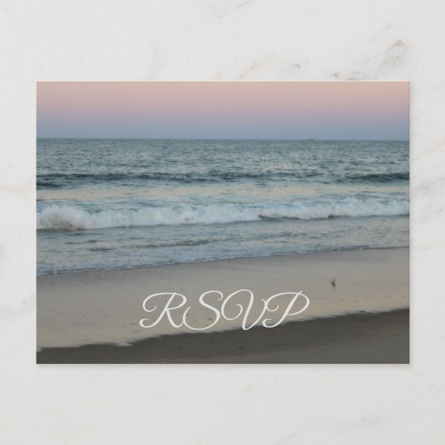RSVP sunset beach Invitation Postcard (Front)