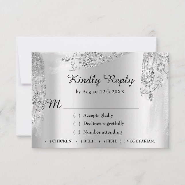 RSVP Sweet 16th Bridal Shower Wedding Royal Grey (Front)