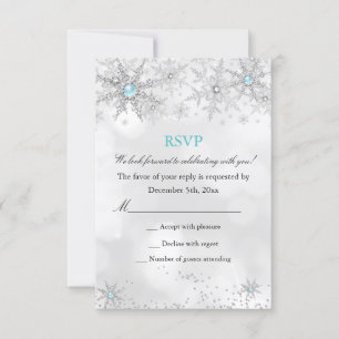 RSVP Teal Blue Winter Wonderland Birthday