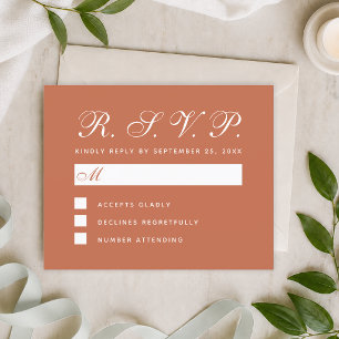 RSVP Terracotta Brown Budget Wedding Response Card