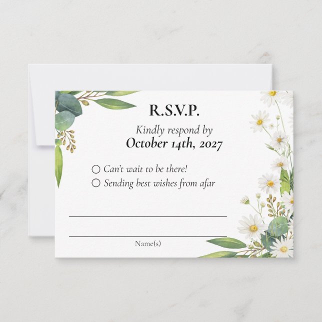 RSVP thème de la marguerite mariage de l'eucalyptu (Devant)