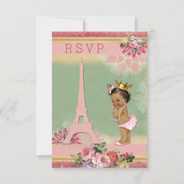 RSVP Tour Eiffel Baby shower ethnique Princesse (Devant)