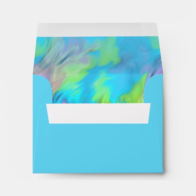 RSVP Turquoise Blue Lime Pink Tye Dye Envelopes (Back (Bottom))