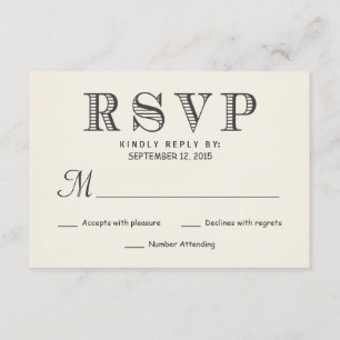 RSVP Typographie Rustique Ivory White Mariage Répo