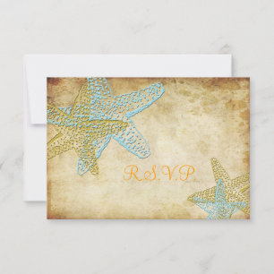 RSVP VINTAGE BLUE STARFISH MARIAGE INVITATIONS