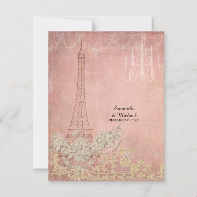 RSVP Vintage Paris Parisian Stylish Wedding Card (Front)