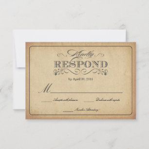 RSVP Vintage Stained Parchment Wedding Reply Card