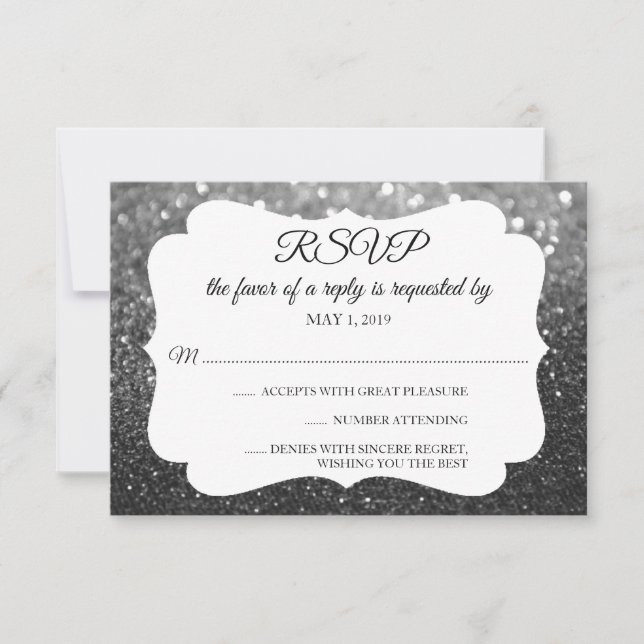 RSVP Votre Parties scintillant Jour Fab Argent Noi (Devant)