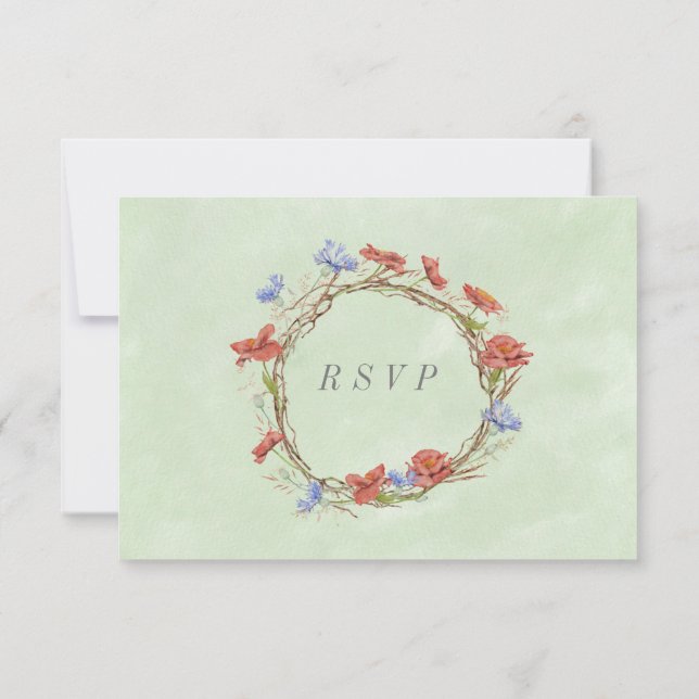 RSVP w choix de repas aquarelle fleur sauvage cour (Dos)