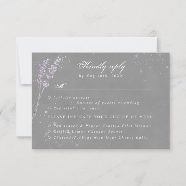 RSVP w choix de repas aquarelle lavande gris rsvp (Devant)
