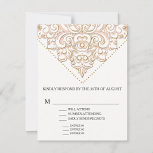 RSVP w Menu Choice Elegant Formal Modern Lace