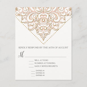 RSVP w Menu Choice Elegant Formal Modern Lace