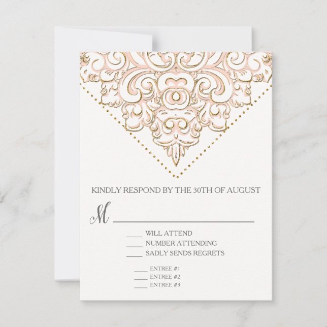 RSVP w Menu Choice Elegant Formal Modern Lace (Front)