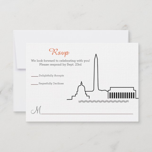 RSVP Washington DC Skyline Wedding Invitation (Front)
