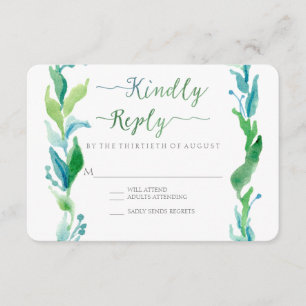 RSVP Watercolor Laurel Eucalyptus Leaf Wreath Art Card
