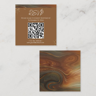 RSVP Website Brown Agate Wedding  Square Square Business Card