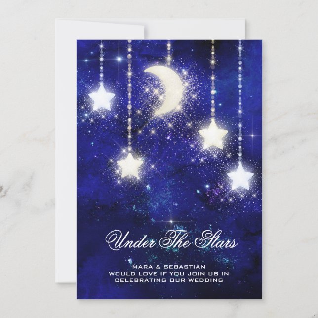 *~* RSVP Website MOON STARS Celestial AR14 Wedding Invitation (Front)