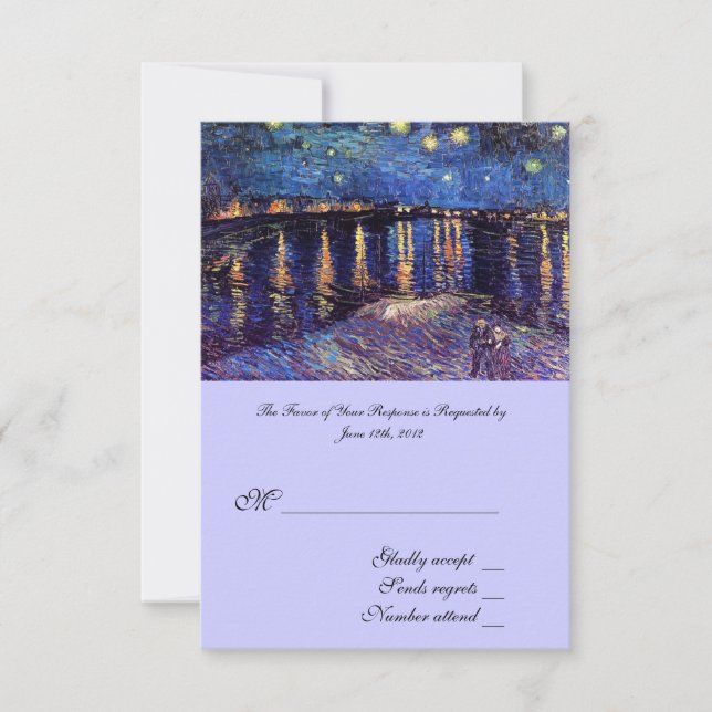 RSVP, wedding acceptance card, Starry Night ... RSVP Card (Front)