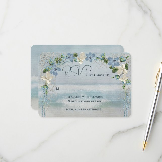 RSVP Wedding Arch with Nautical Net Card (Front/Back In Situ)