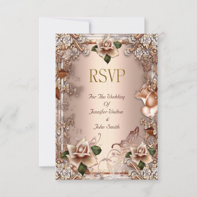 RSVP Wedding Beige Cream Gold Rose Set (Front)