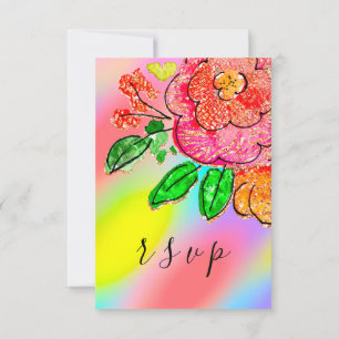 RSVP Wedding Bridal Sweet16th Unicorn Holograph Card