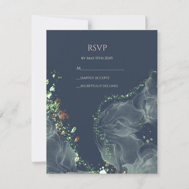 RSVP Wedding Card Emerald Green   (Front)