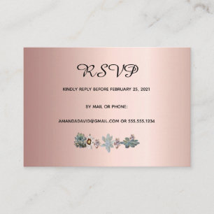 RSVP wedding card succulent flowers rose gold