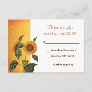 rsvp wedding design with sunflower card