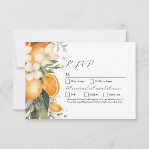RSVP Wedding Flowers Fruit Florals Oranges Invitation