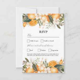 RSVP Wedding Flowers Oranges Fruit Florals Invitation