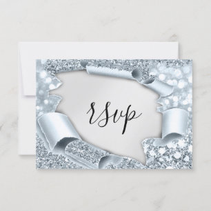 RSVP Wedding Glitter Bridal Grey Silver Blue