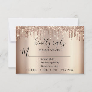 RSVP Wedding Glitter Bridal Rose Gold Spark Drips Card