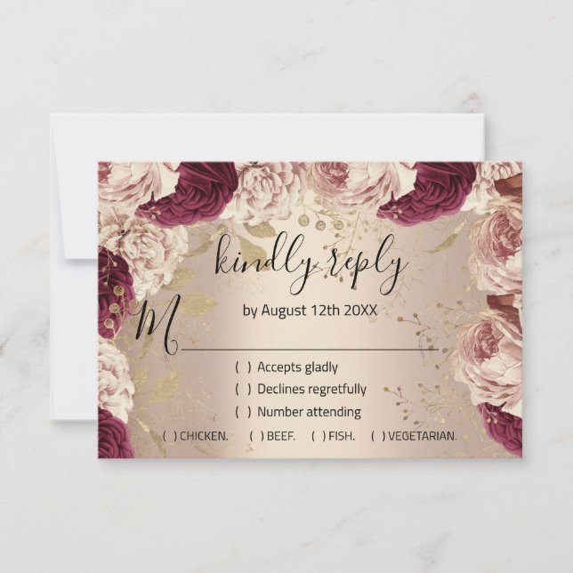 RSVP Wedding Glitter Bridal Rose Gold Wreath  (Front)
