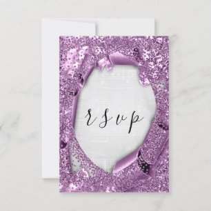 RSVP Wedding Grey Paper 3D Purple Music Card