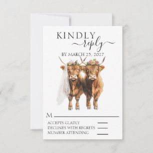 RSVP Wedding Highland cow Card