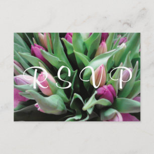 RSVP Wedding invitation cards   pink tulip flowers