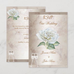RSVP Wedding Marble Rose Cream White Champagne Invitation