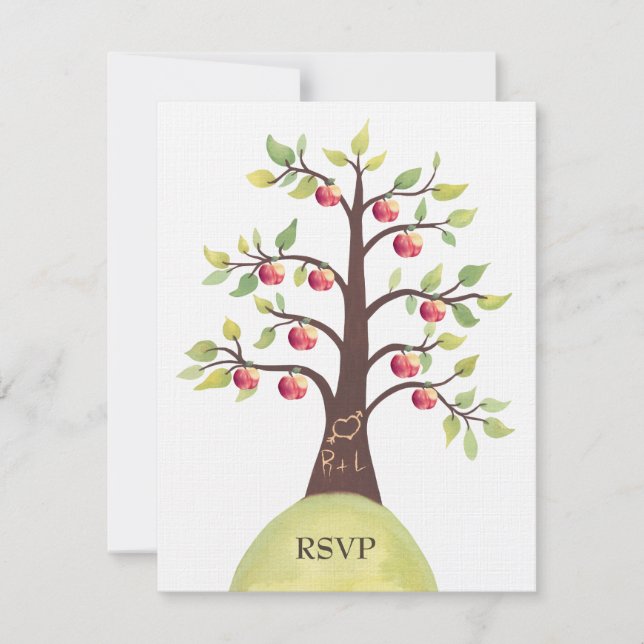 RSVP Wedding Monogram Apple Tree Carving (Front)