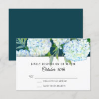 RSVP Wedding Painted White Hydrangeas Peacock Blue