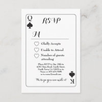 RSVP Wedding Playing Card K Q Ace Spades Invites