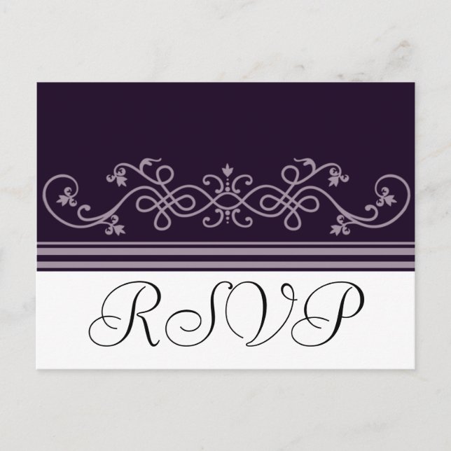 RSVP Wedding Purple Violet Postcards (Front)