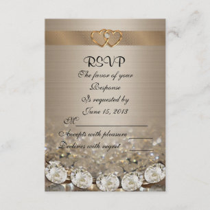 RSVP wedding response card diamonds and satin