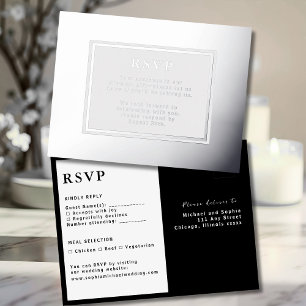 RSVP Wedding Response Card Modern Silver Luxury