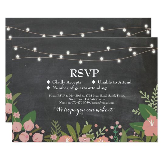 RSVP Wedding Rustic Chalk Floral Cards Invites