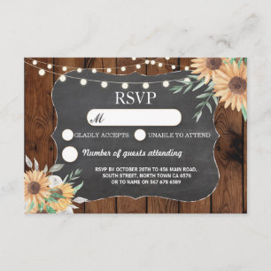 RSVP Wedding Rustic Lights Sunflower Respond Cards