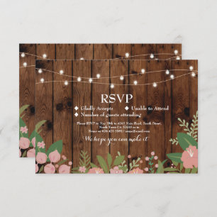 RSVP Wedding Rustic Wood Floral Cards Invites